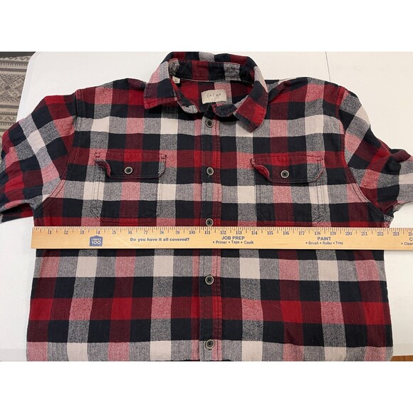 Jachs MFG Co. Red Black Grey Checkered Plaid Flannel Shirt - Men's Large - Picture 8 of 10